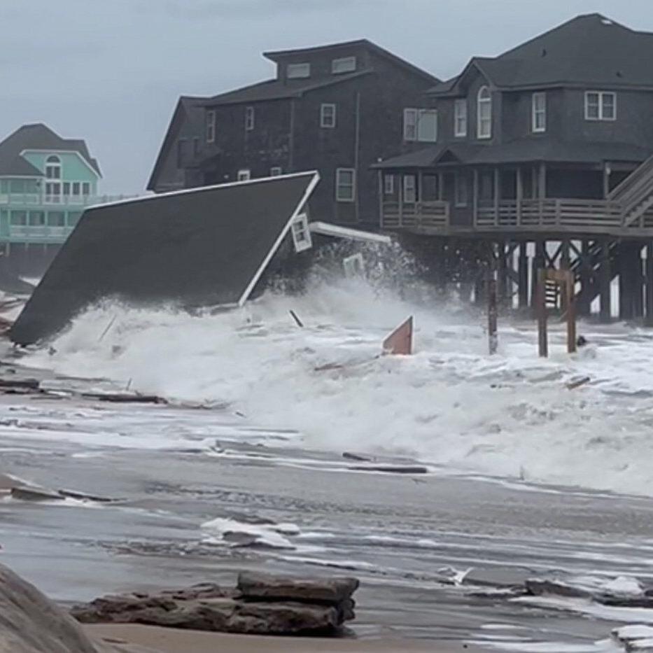 6 homes collapse into the Outer Banks surf as Atlantic hurricanes swirl far offshore